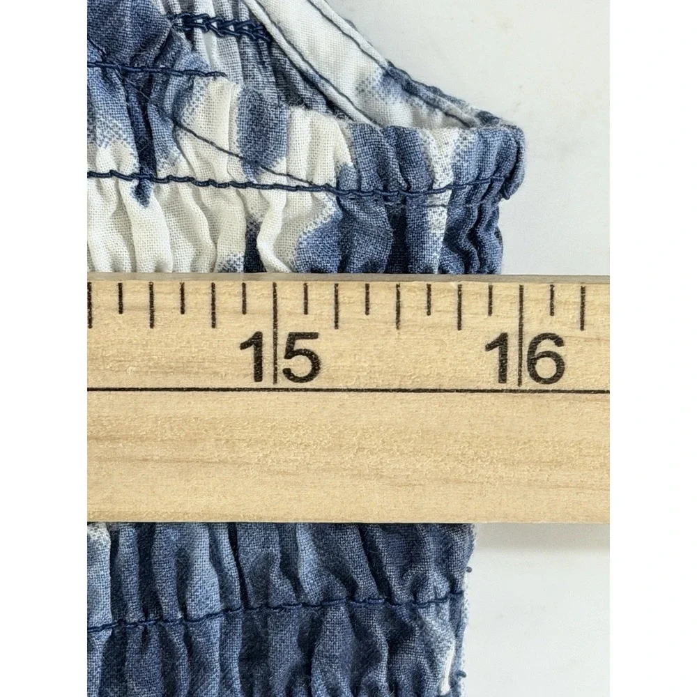 Ashro Maxi Dress Womens Size L Blue Cotton Smocked Tiered Spring‎ Summer